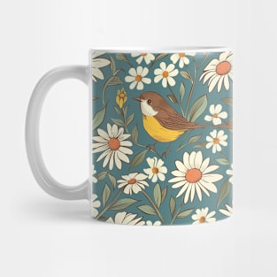 Cute Daisy and Bird Pattern Mug